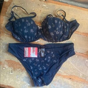 Women's Blue Floral Lingerie Set